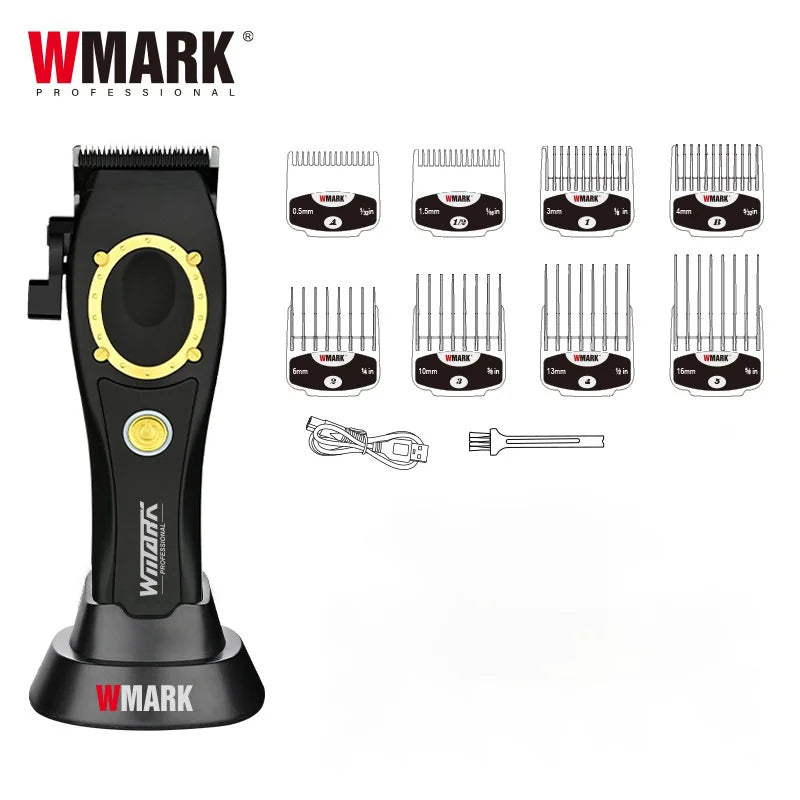 NG-7030 WMARK Men'S Professional Barber Salon Hair Clipper with Charging Base 4500Mah Trimmer 8500RPM High Speed Magnetic Comb