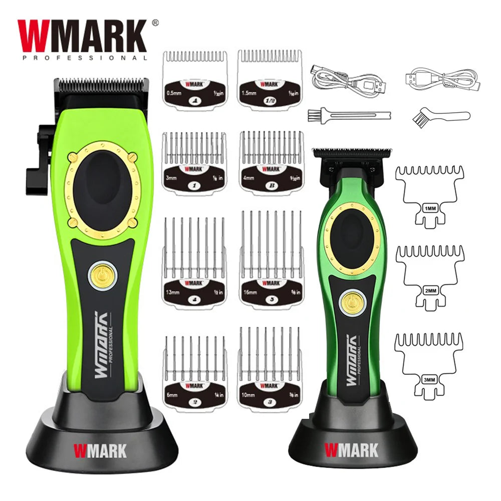 NG-7030 WMARK Men'S Professional Barber Salon Hair Clipper with Charging Base 4500Mah Trimmer 8500RPM High Speed Magnetic Comb