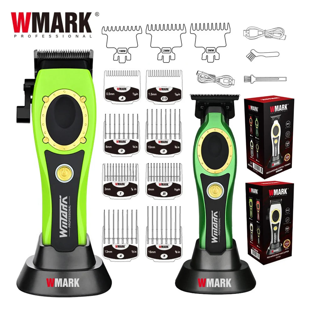 NG-7030 WMARK Men'S Professional Barber Salon Hair Clipper with Charging Base 4500Mah Trimmer 8500RPM High Speed Magnetic Comb