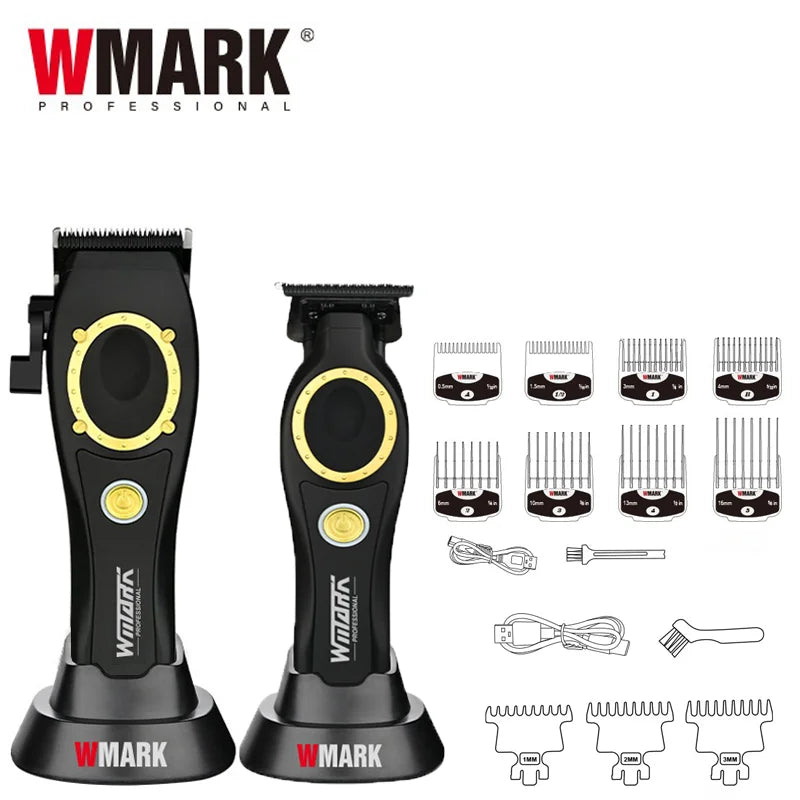 NG-7030 WMARK Men'S Professional Barber Salon Hair Clipper with Charging Base 4500Mah Trimmer 8500RPM High Speed Magnetic Comb