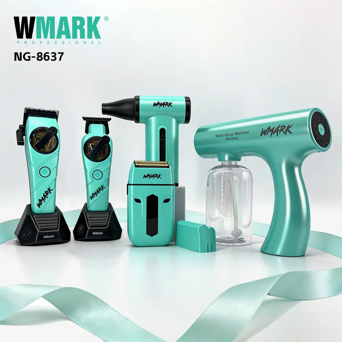Professional Hair Clipper Shaver Hair Dryers and Spray Bottle Handheld 5 in 1 Barber KIT Gift Box Trimmer for Men NG-8637