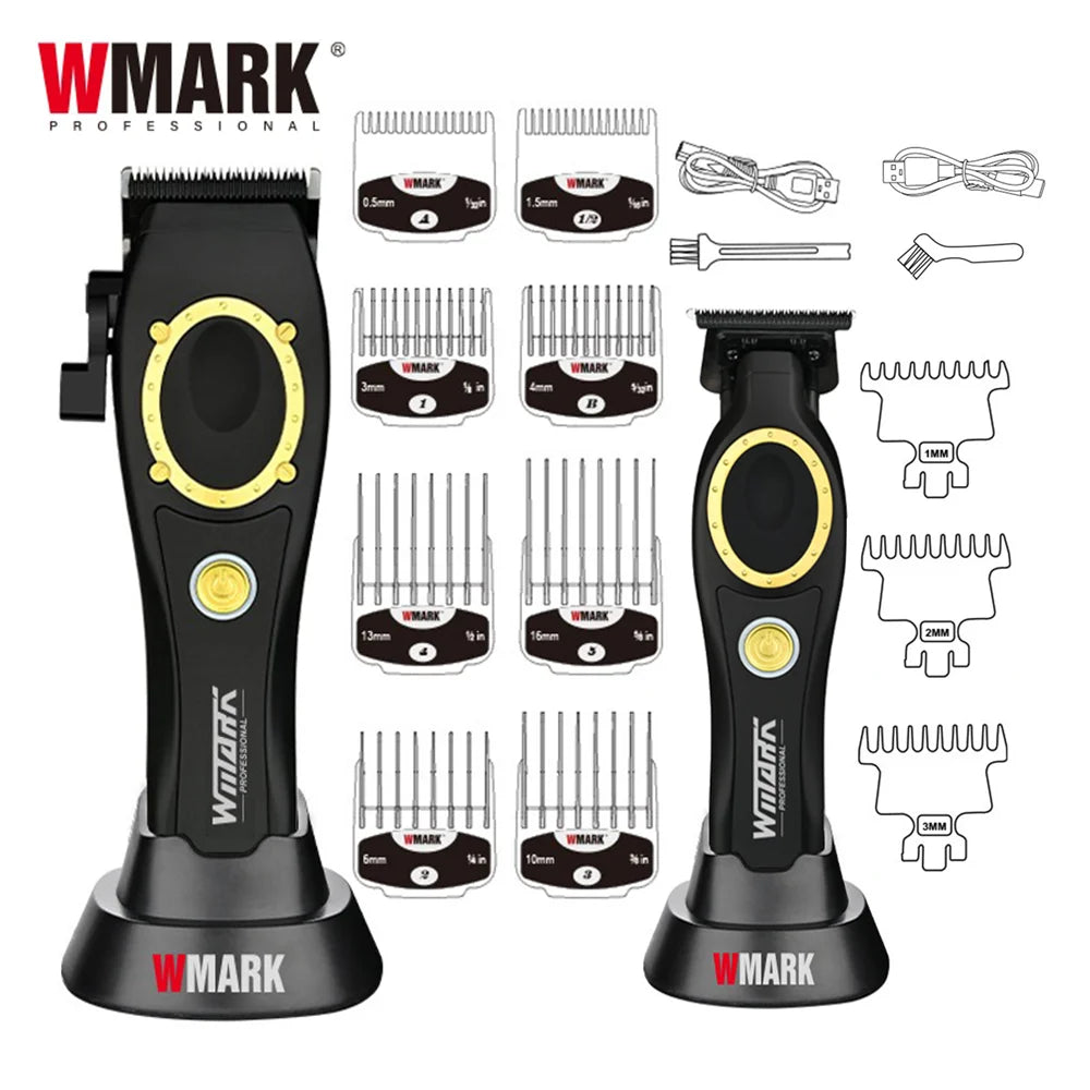 NG-7030 WMARK Men'S Professional Barber Salon Hair Clipper with Charging Base 4500Mah Trimmer 8500RPM High Speed Magnetic Comb