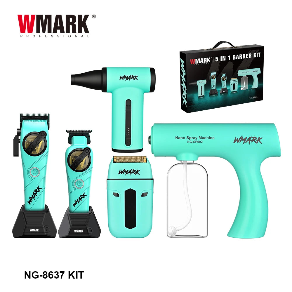 Professional Hair Clipper Shaver Hair Dryers and Spray Bottle Handheld 5 in 1 Barber KIT Gift Box Trimmer for Men NG-8637