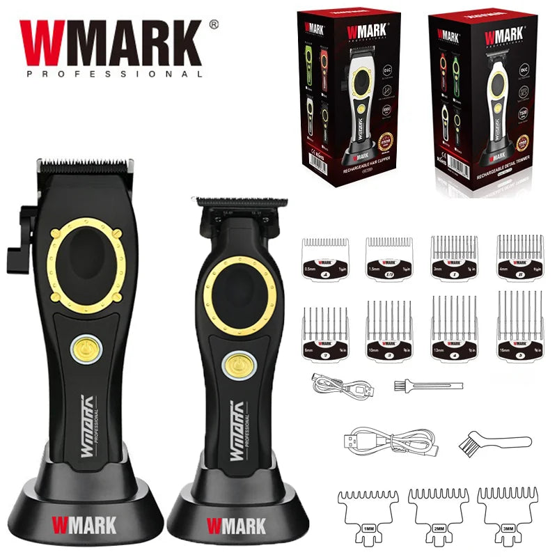 NG-7030 WMARK Men'S Professional Barber Salon Hair Clipper with Charging Base 4500Mah Trimmer 8500RPM High Speed Magnetic Comb