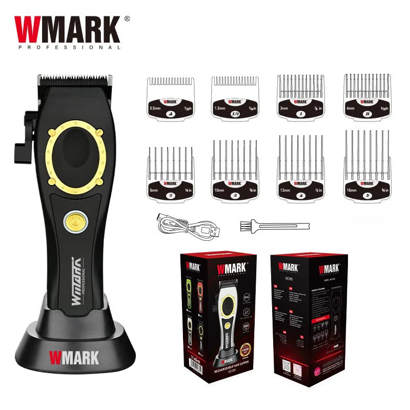NG-7030 WMARK Men'S Professional Barber Salon Hair Clipper with Charging Base 4500Mah Trimmer 8500RPM High Speed Magnetic Comb