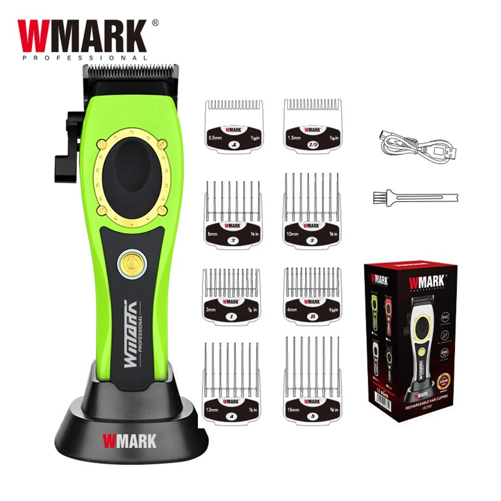 NG-7030 WMARK Men'S Professional Barber Salon Hair Clipper with Charging Base 4500Mah Trimmer 8500RPM High Speed Magnetic Comb