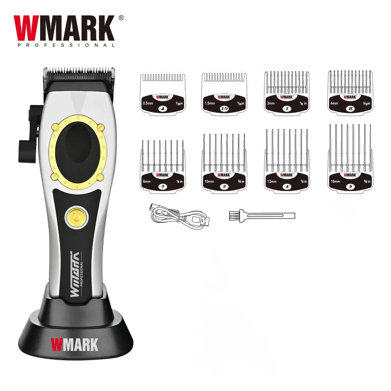 NG-7030 WMARK Men'S Professional Barber Salon Hair Clipper with Charging Base 4500Mah Trimmer 8500RPM High Speed Magnetic Comb