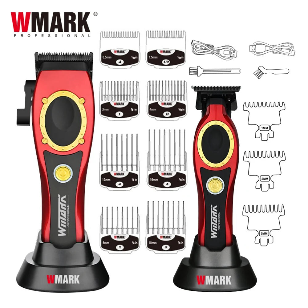NG-7030 WMARK Men'S Professional Barber Salon Hair Clipper with Charging Base 4500Mah Trimmer 8500RPM High Speed Magnetic Comb