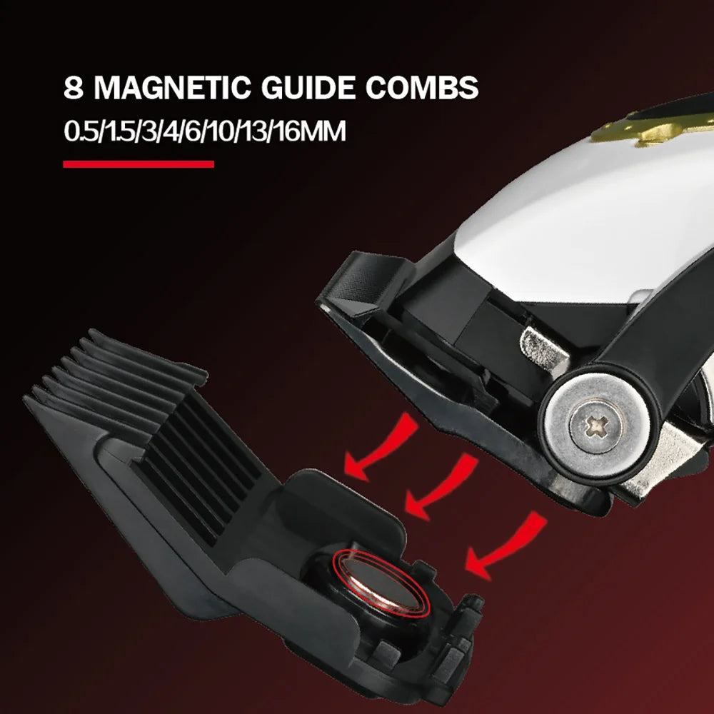 NG-7030 WMARK Men'S Professional Barber Salon Hair Clipper with Charging Base 4500Mah Trimmer 8500RPM High Speed Magnetic Comb
