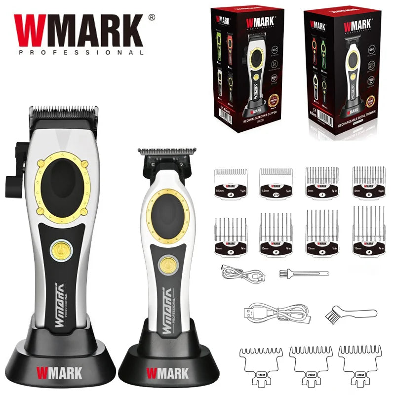 NG-7030 WMARK Men'S Professional Barber Salon Hair Clipper with Charging Base 4500Mah Trimmer 8500RPM High Speed Magnetic Comb