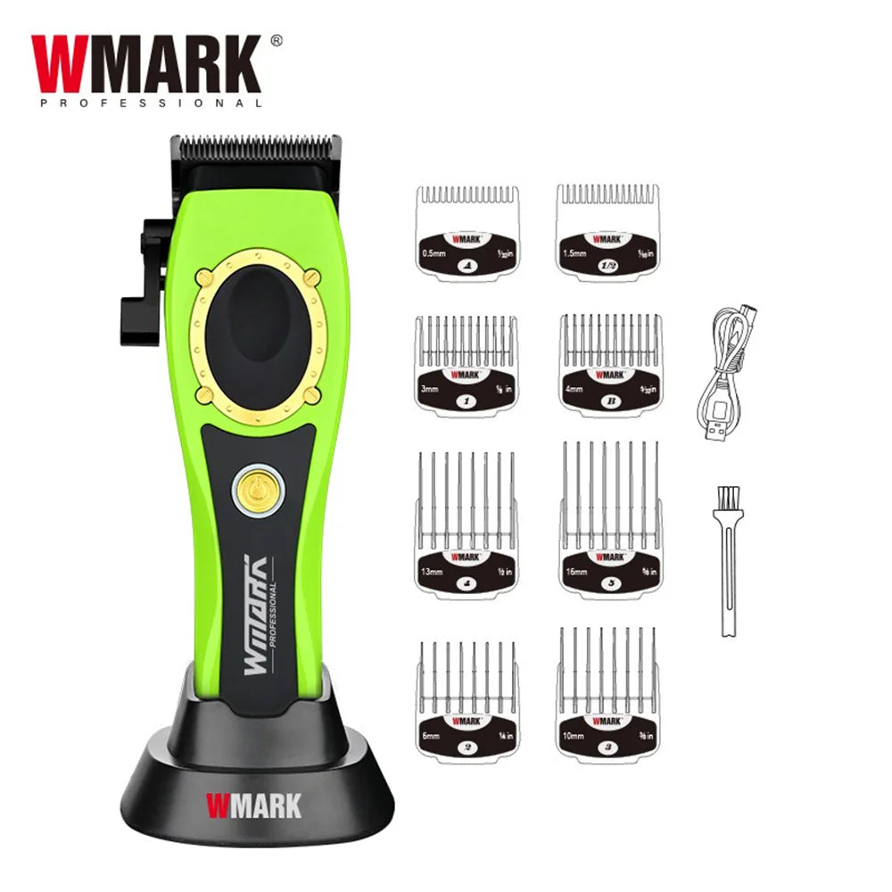 NG-7030 WMARK Men'S Professional Barber Salon Hair Clipper with Charging Base 4500Mah Trimmer 8500RPM High Speed Magnetic Comb