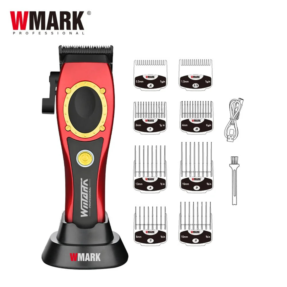 NG-7030 WMARK Men'S Professional Barber Salon Hair Clipper with Charging Base 4500Mah Trimmer 8500RPM High Speed Magnetic Comb