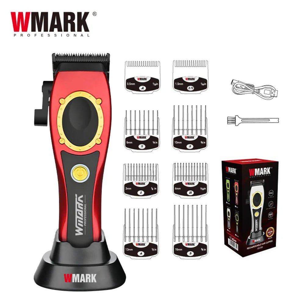 NG-7030 WMARK Men'S Professional Barber Salon Hair Clipper with Charging Base 4500Mah Trimmer 8500RPM High Speed Magnetic Comb