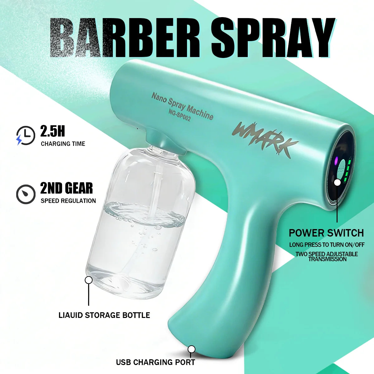 Professional Hair Clipper Shaver Hair Dryers and Spray Bottle Handheld 5 in 1 Barber KIT Gift Box Trimmer for Men NG-8637