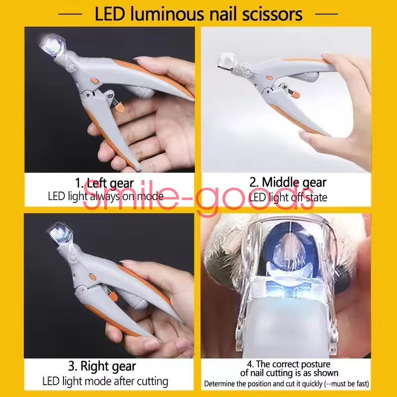 Professional Pet Nail Clipper Scissors with LED Light Cat Dog Nail Clipper Tool