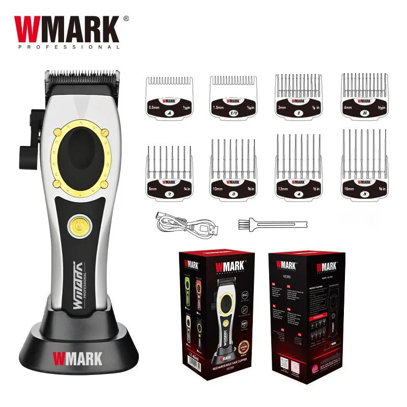 NG-7030 WMARK Men'S Professional Barber Salon Hair Clipper with Charging Base 4500Mah Trimmer 8500RPM High Speed Magnetic Comb